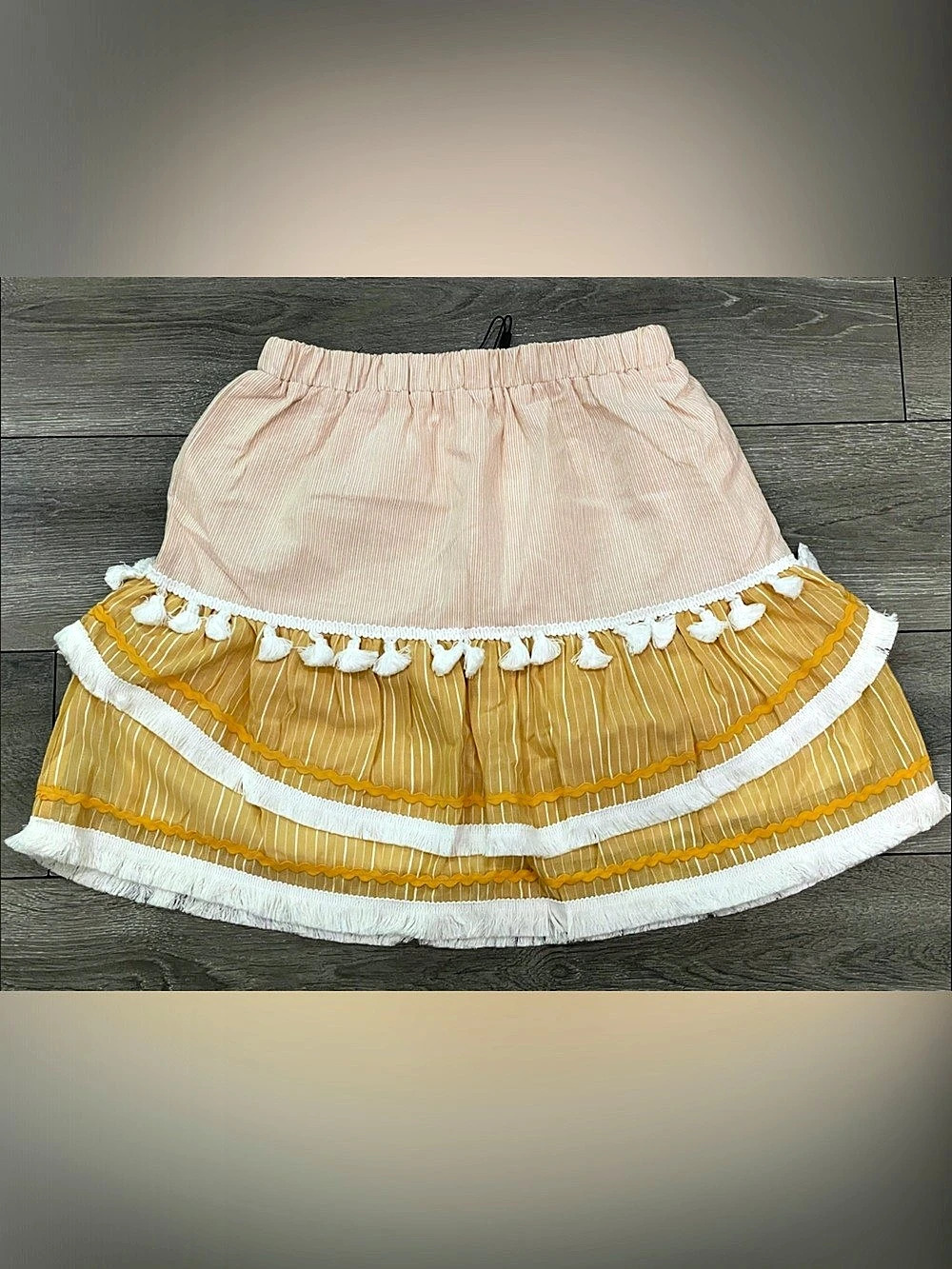 English Factory Embellishment Skirt Striped Mini Skirt Yellow & Pink XS NWT